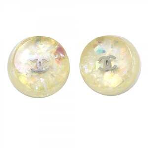 CHANEL White Logo Earrings